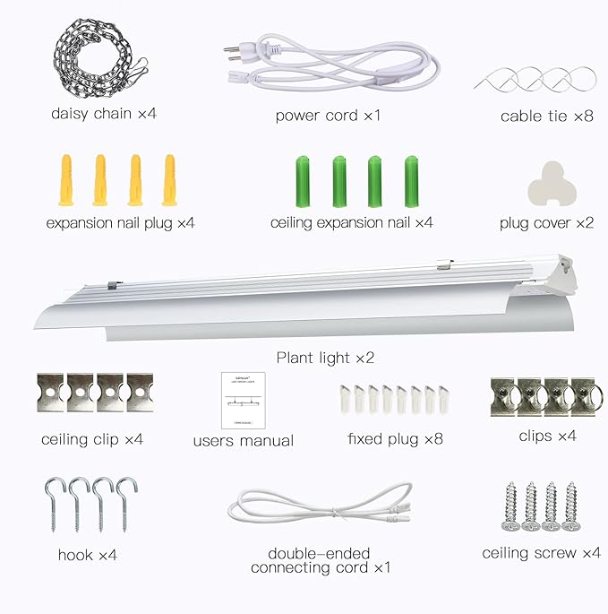 SZHLUX LED Grow Light 4ft 140W (2×70W) Full Spectrum 660nm 730 IR Included LED Plant Light for Indoor Plants Super Bright Linkable Hanging Grow Light Sunlight Replacement Strip with Reflector