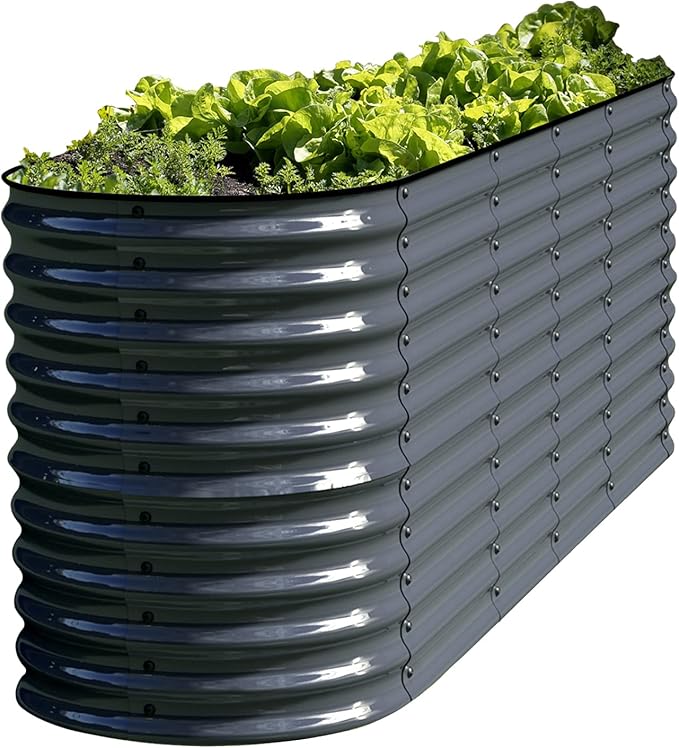 Olle Galvanized Raised Garden Bed Outdoor 32 Tall 12 in 1 Metal Raised Garden Planter Raised Bed for Growing Flowers Herbs Vegetables Bed Raised Midnight Grey 32 Tall