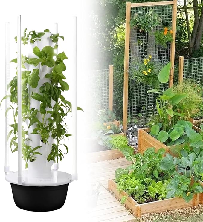 Hydroponic Grow Tower Kit Garden Hydroponics Growing System Vertical Planter Tower Vertical Planting 110V 220V 6-12 Hours Lighting for Balconies Courtyards Roofs 9楼