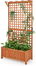 HAPPYGRILL Raised Garden Bed with Trellis 72.5 Planter Raised Bed with Drainage Holes Freestanding Garden Box for Vine Climbing Plants Wooden Planter Box for Yard Balcony (1 Orange)