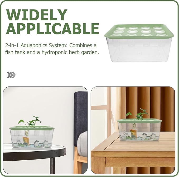 Toyvian Desktop Hydroponic System: Modern Hydro Grow Cabinet with Fish Tank Base - Herb Garden for Countertop Planting - Fish Tank Vegetable Garden