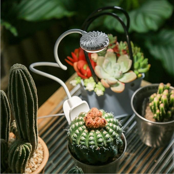 SANSI Upgraded Pot Clip on Grow Lights Full Spectrum LED Plant Light for Indoor Growing with Auto On/Off Timer 3/6/12H 4 Dimmable Brightness Ideal for Small Indoor Plants 5W 2 Pack