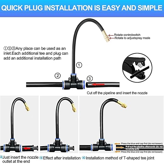 Drip Irrigation Kit Automatic Watering System for Potted Plants 360 Degree Adjustable Copper Micro Sprinklers Quick Connect Tubing Fittings for Garden Lawn Patio Balcony(15 Nozzles Ⅱ)