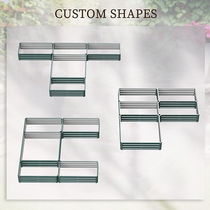 Outsunny 8 x 8' Raised Garden Bed Set Large Steel Flower Planters for Outdoor Plants Easy Assembly for Vegetables Herbs Green