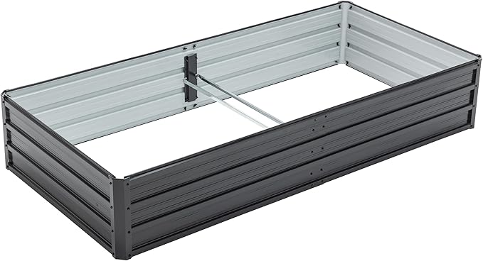 6x3x1 FT Metal Raised Garden BedOutdoor Reinforced Planter Boxes with Open Bottom Design and Hemming Technologyfor VegetablesRaised Beds for Flowers Herbs SucculentsBlack