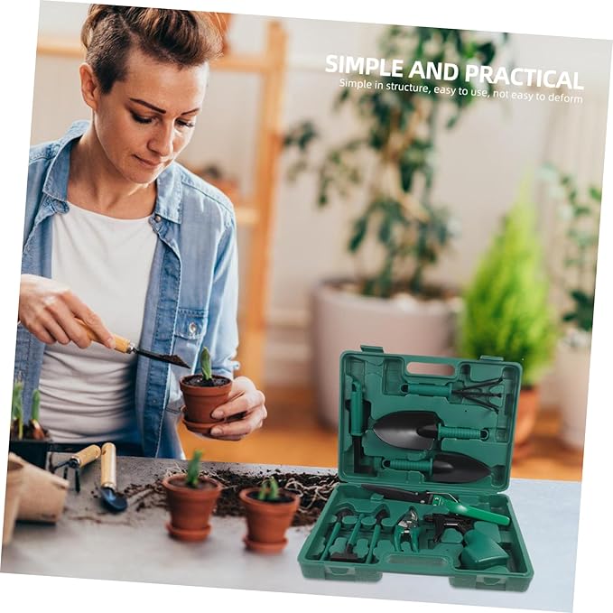 Portable Garden Tool Set Pruning Shears Small Shovel Rake Sprayer Shovel Tool Case Outdoor Planting Gardening Accessory Kit