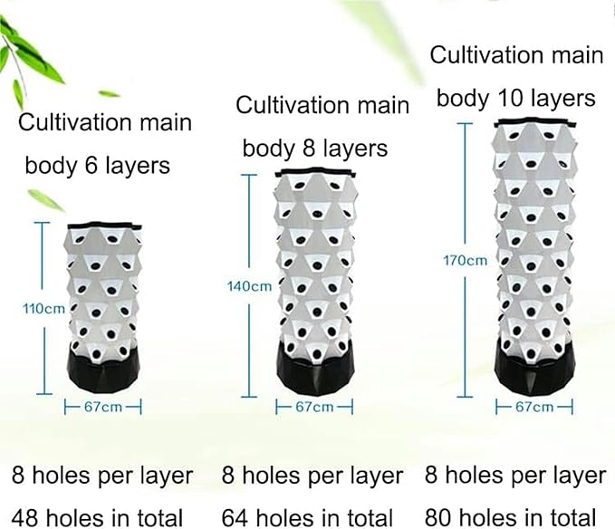 Hydroponic Tower Grow Kit Vertical Grow Tower with Hydrating Pump Timer Adapter for Indoor Fruits and Vegetables8Layers//1pc (6layers