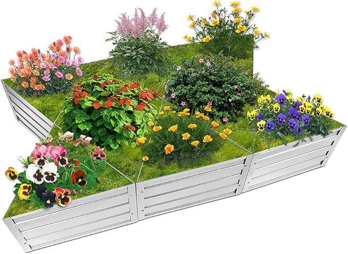 DIY Galvanized Raised Garden Beds 6 Pack Easy DIY Metal Planter Boxes for Grow Fruit and Root Vegetables Flower