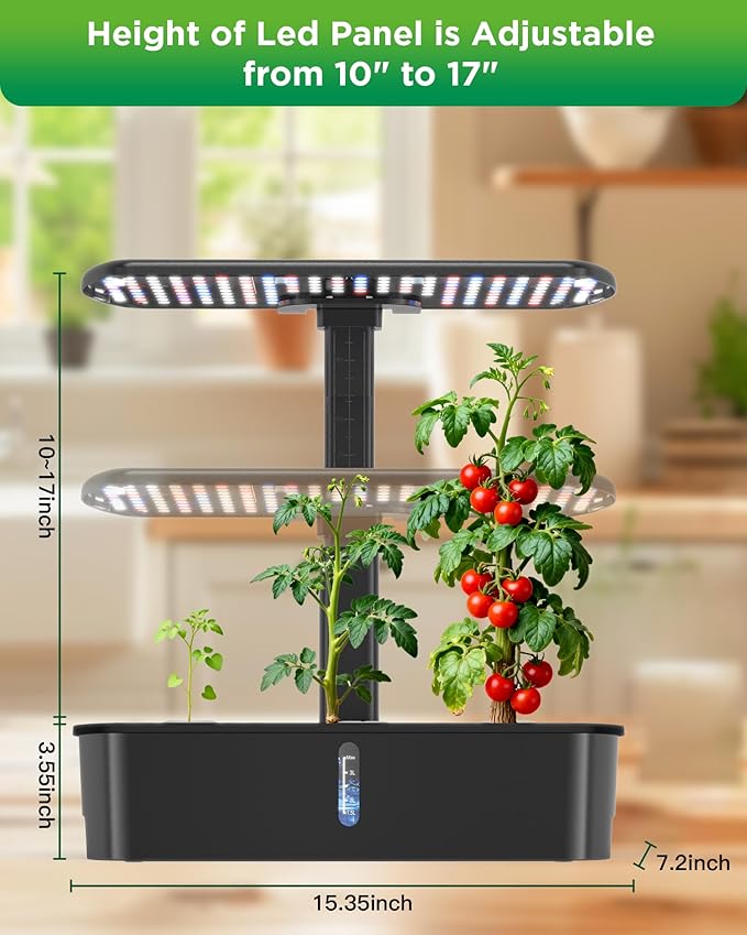 Hydroponics Growing System Kit 12 Pods Indoor Garden Hydroponic Indoor Herb Garden Kit with Grow Light Smart in Door Gardening Gifts for Women Adjustable Height Auto Timer Quiet Pump