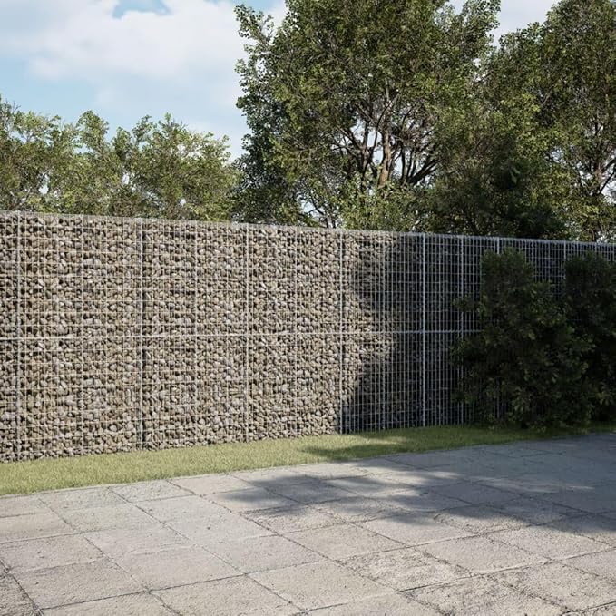 Gabion Basket with Cover 236.2 x 39.4 x 78.7 Galvanized Iron Raised Garden Bed Outdoor Planter Elevated Garden Bed Metal Raised Bed for Landscaping and Decorative Features