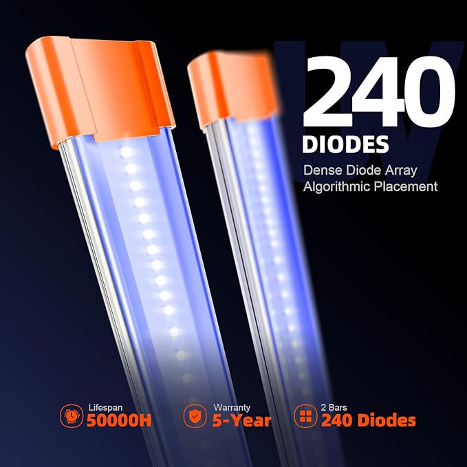 Spider Farmer 2026 Upgraded UV60 &amp IR30 LED Grow Light 365-370nm UV &amp 730-745nm IR Supplemental Light for Indoor Plants 2x4 5x5 Grow Tents 35.4 Long Bars Set