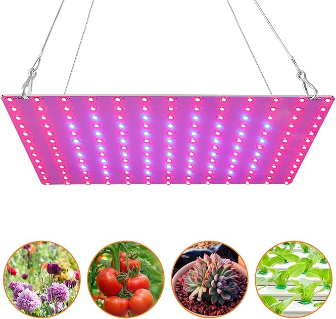 LED Plant Lamp with 169 Red and Blue LEDs Thin Full Spectrum Panel Grow Light for Hydroponics Indoor Plants Greenhouses Succulents Vegetables and Flowers