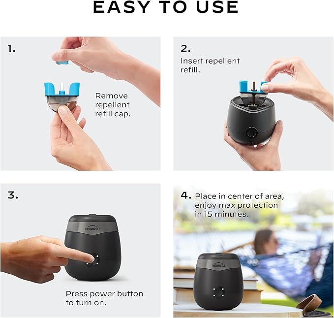 Thermacell E-Series Rechargeable Mosquito Repeller with 20’ Mosquito Protection Zone Bug Spray Alternative Scent Free