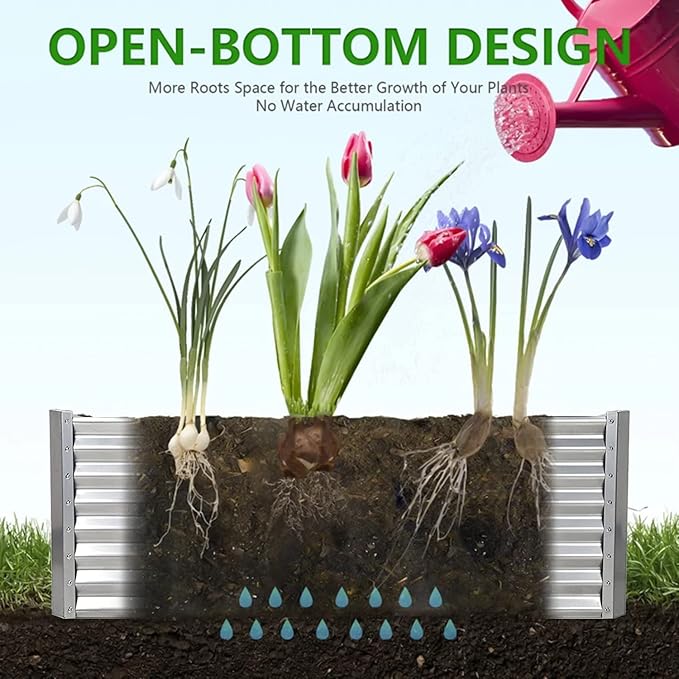 YUEWO Planter Raised Beds Galvanized Steel Planter Box Metal Raised Garden Bed 6X3X1FT for Outdoor Growing Fresh Veggies Flowers Herbs and Succulents (6 x 3 x 2 ft)