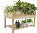 Raised Garden Bed Planter Box with Legs Storage Shelf Wooden Elevated Vegetable Growing Bed for FlowerHerbBackyardPatioBalcony 48.5x30x24.4in(colourless)
