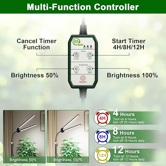 YEOLEH Floor Lamp Grow Light for Large Tall Plants Indoor 6000K White Full Spectrum Plant Growing Light with Red Blue LED Foldable Light Strip Dimmable &amp Timer Function Height 17-62‘’ (100 Wa