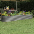 Patio Raised Bed Powder-Coated Steel 102.4x15.7x14.2 Gray Lawn Planters