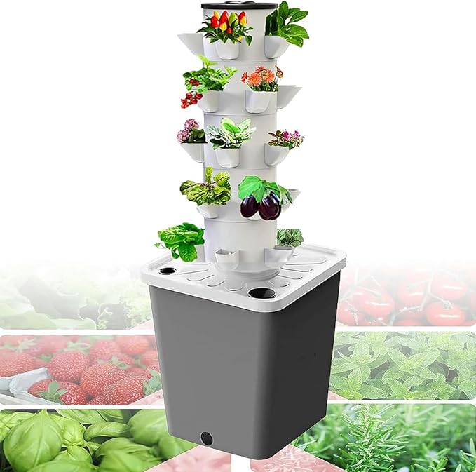 15/20/25/30hole - Plant Hydroponics Tower 3/4/5/6 Floors - Garden Hydroponic Growing System Timer for Herbs Fruits and VegetablesWhite-20Hole//1pc