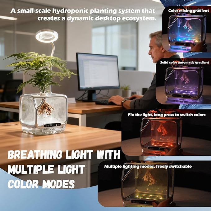 Misting Hydroponic Growing System Kit Smart Aeroponics Indoor Herb Gardening Planter Root ViewAir Humidifier&ampAuto Light-3 Mist ModesTemperature Control for Growing Vegetables/Flowers/Pods/Fruit