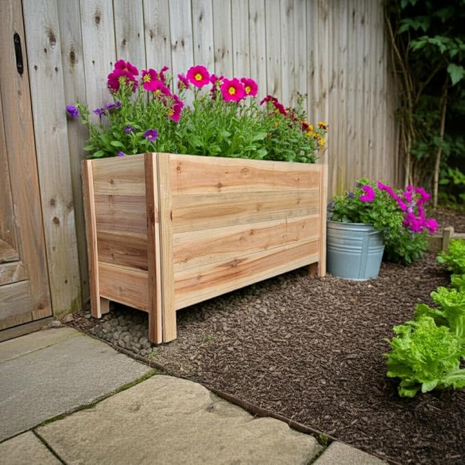 Tall Cedar Raised Garden Planter Box with Legs – Elevated Design for Comfortable Gardening Custom Sizes for Home Patio &amp Commercial Use (46 L x 16.5W x 25)