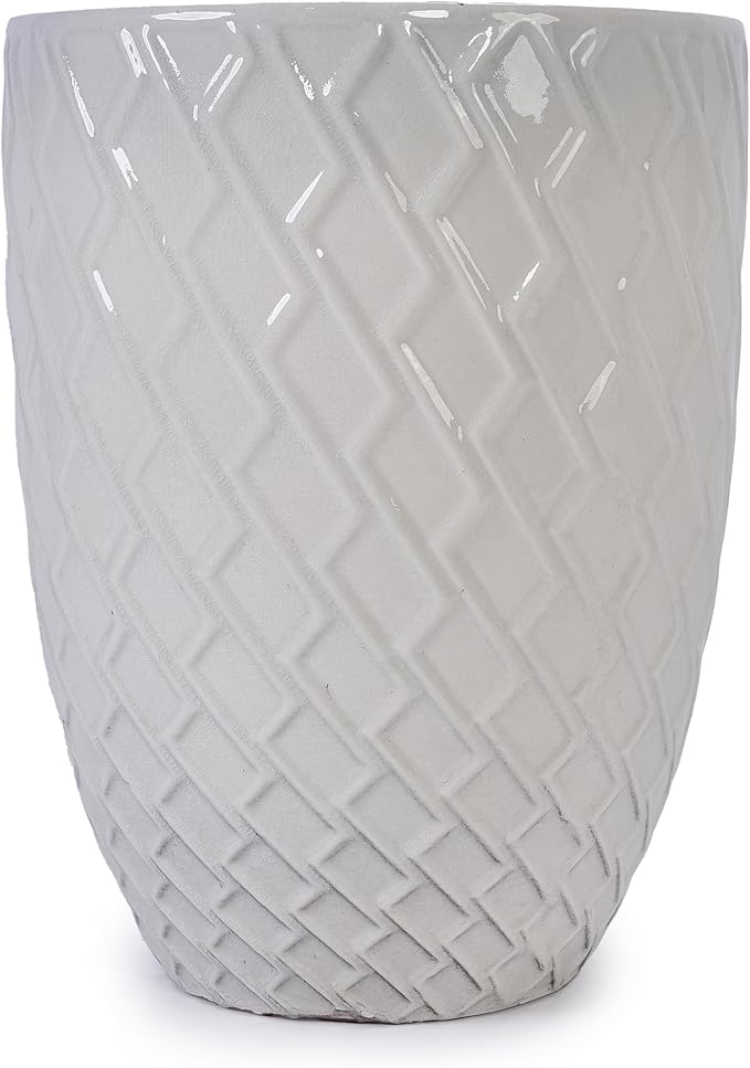 Handmade White Ceramic Planter Pot 16.54 W x 21.26 H Large Indoor Outdoor Flower Pot for Potted Plants Trees GDecor Breathable Clay with Drainage Hole