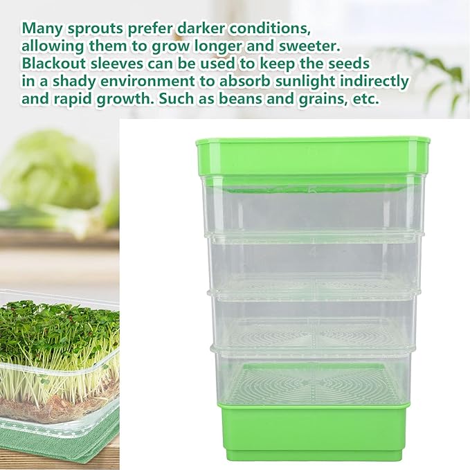 Stackable Sprouter Kit 4 Tier Sprouting Kit Microgreens Growing Tray for Small Kitchens Balconies Or Limited Home Growing Spaces (with Sunshade)