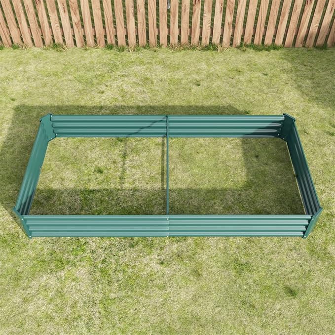 7.6 Ft Outdoor Large Galvanized Raised Garden Bed Metal Oval Planter Box Raised Planter Bed for Vegetables Herbs Flowers (Green)