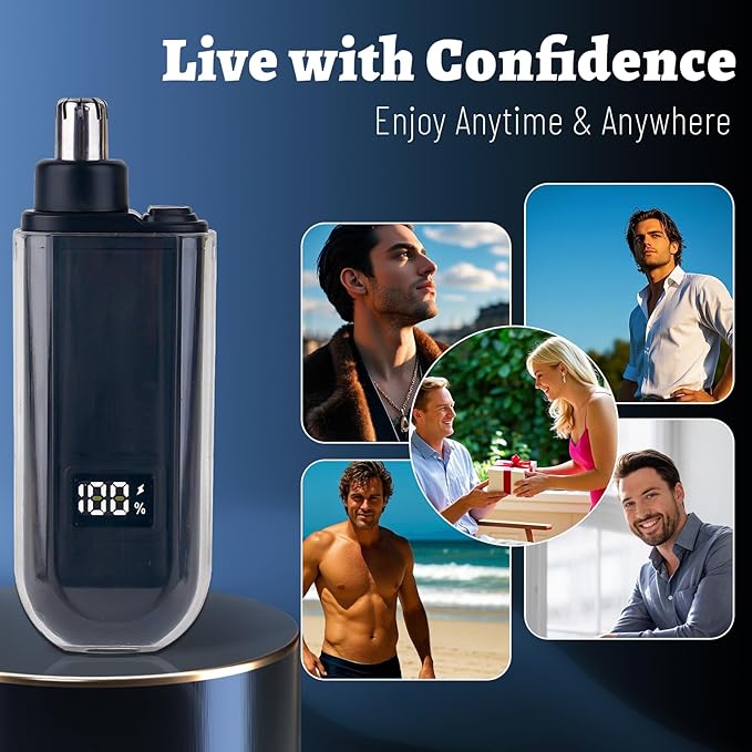 Nose and Ear Hair Trimmer for Men 2026 Nose Hair Trimmer Clipper with LED Display for Women Professional IPX7 Waterproof Dual Edge Blades Nasal Trimmer Clippers for Travel