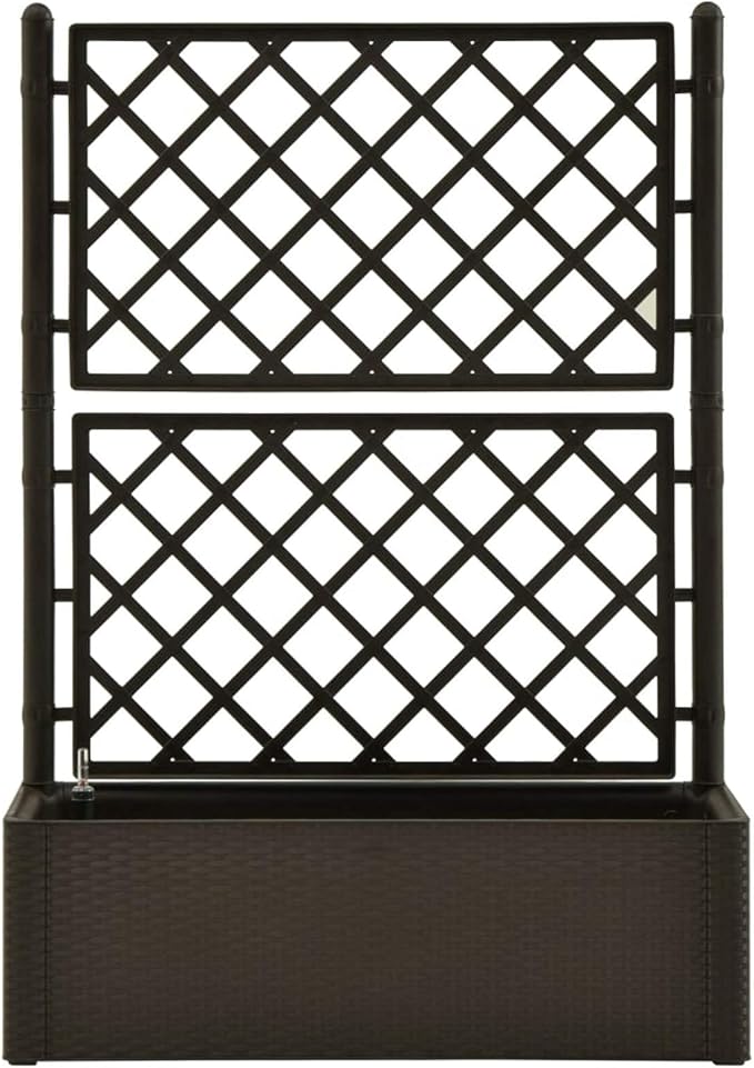 Garden Raised Bed with Trellis and Self Watering System Mocha Raised Garden Bed Planter Box Raised Garden Beds Outdoor Planter Raised Beds 313968 Anthracite