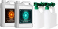 Humboldts Secret A &amp B Liquid Hydroponics Fertilizer - Nutrients for Outdoor Indoor Plants (32oz Set) w/ 2-Pack 100:1 Garden Hose End Sprayer | Multipurpose Reusable Bottles (32oz)