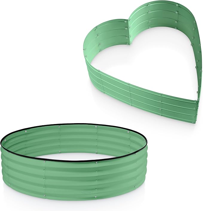 Plant &amp Plot Galvanized Raised Garden Beds Outdoor // Planter Raised Beds for Gardening Vegetables Flowers // Large Metal Garden Box (Light Green) // Patent Pending Tool-Free Assembly
