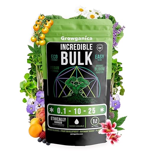 Organic Bloom Booster Incredible Bulk 0.1-10-25. Organic Vegan Plant Food (1lb)