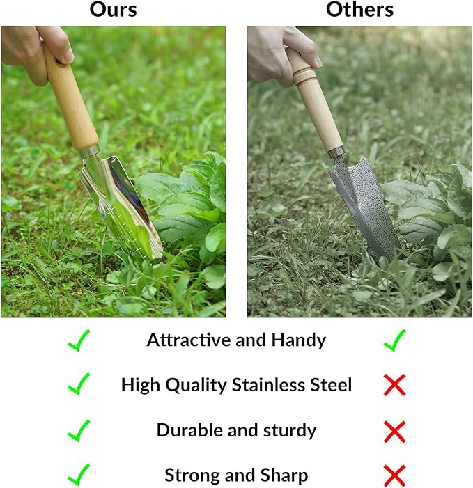 SOLIGT Garden Tools Set with Basket Heavy Duty Stainless Steel Gardening Hand Tool with Wood Handle Pruning Shears Gloves - Perfect Gardening Gifts Planting Supplies for Women Men