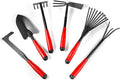 Set of 6 Gardening Tool Set Rust-Resistant Handy Tools for Gardening Ideal Gardening Gift Set Including Trowel Weeder Hoes and Rakes