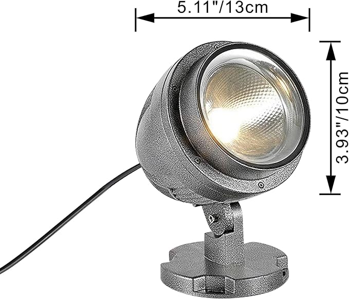 Kiven Plug in LED Indoor/Outdoor Waterproof Spotlight with 9.84 FT Plug-in Cord 10 Watts Plug in Accent Light with Vinly Siding Hooks for Plants Porch GardenVinly Siding(Warm White) Silvery