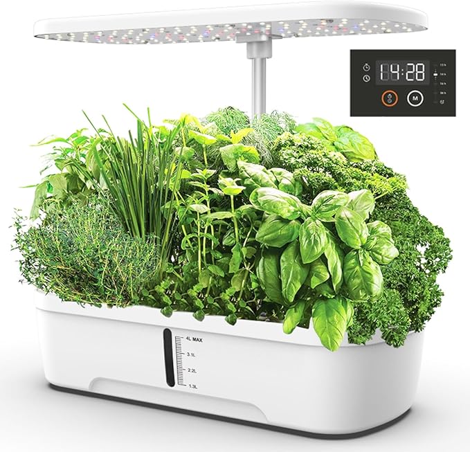 Hydroponics Growing System12 Hole Lazy Vegetable Planting Intelligent Hydroponic Planting Machine Simulated Sunlight Growth Lamp(B)