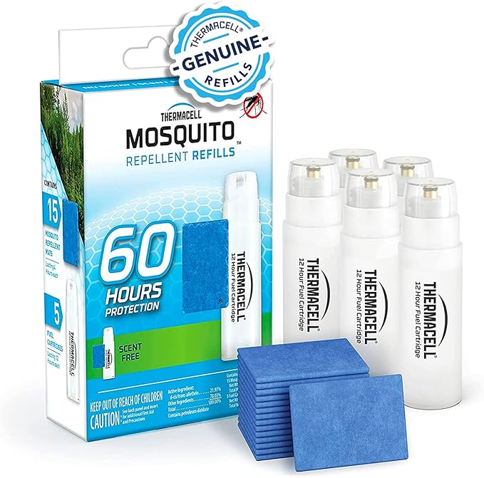 Thermacell Mosquito Repellent Refills 60-Hour Pack Contains 15 Repellent Mats 5 Fuel Cartridges Compatible with Any Fuel-Powered Thermacell Product No Spray Scent Mess