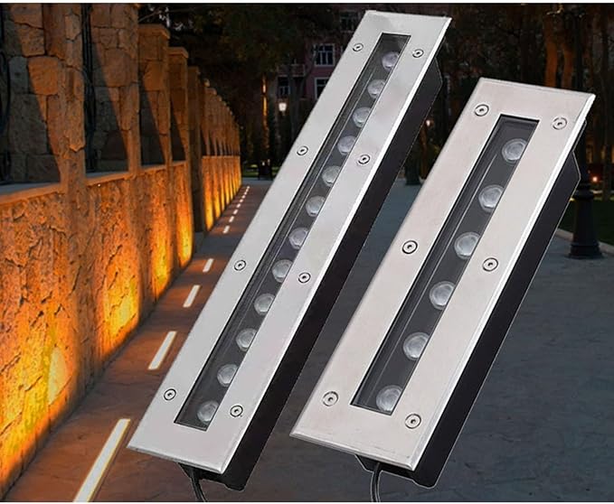 Rectangular Underground Light - Recessed Wall Washer Spotlight IP65 Outdoor Waterproof Ground LED Landscape Lamp AC85-265V Built-in Floor Lamp Garden Aisle Buried Light(Green18W)