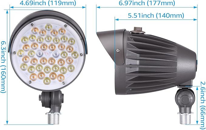 LEONLITE 22°Focused Flag Pole Light Bundle Round Outlet Box 1-Pack 40W 3CCT LED Bullet Flood Light Weatherproof Bronze &amp 1-Pack Six 1/2-In Knockouts Round Outdoor Electrical Box Brown