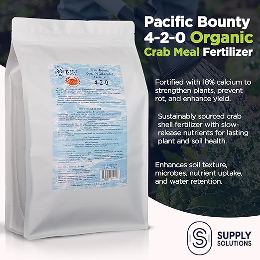 Organic Crab Meal Fertilizer 4-2-0 | 18% Calcium | Natural Soil Amendment for Garden Lawn and Flower Beds | Improves Soil Health &amp Boosts Plant Growth (5 Pounds)