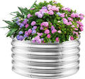 17 Tall Round Outdoor Garden Raised Garden Bed Kits-0.8MM Thick Metal Raised Planter Bed/Ground Planter Box for Variety of FlowersHerbsVegetablesTrees (Silver 32 Dia X 16.5 inches)