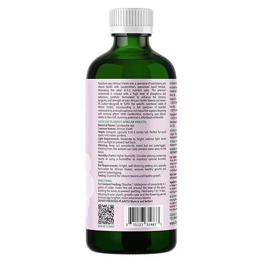 0-3-2 African Violet Fertilizer for Indoor Plants: Concentrated Plant Food – Plant Fertilizer Bloom Booster for All Violets Indoor Flowering Plants Vigorous Growth and Blooming (32 OZ)