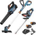 SENIX X2 20 Volt Max* 3-Piece Cordless Power Tool Combo Kit with Battery Powered 10 String Trimmer Variable Speed Leaf Blower 18 Hedge Trimmer Includes 2 Batteries &amp Battery Charger (S2K3B2-0