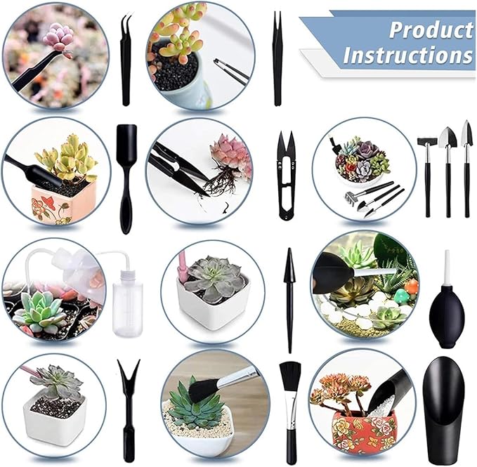 13 Pcs Mini Garden Tool Set Transplanting Tools Succulent Care Kit for Miniature Gardening Plant(Green)