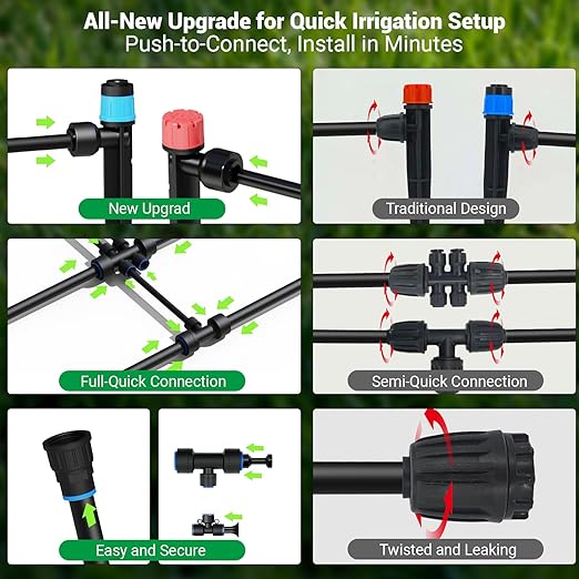 100FT Drip Irrigation System for Garden 2026 Upgraded DIY Automatic Plant Watering Kit with Push-Fit Connectors 30 Water-Saving Adjustable Drip Emitters for Yard Lawn &amp Greenhouse