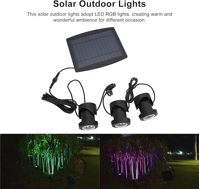 Tyenaza Solar Spotlights Outdoor Solar Garden Lights Solar Powered LED RGB IP68 Waterproof High Brightness Widely Used Dustproof Solar Landscape Lights