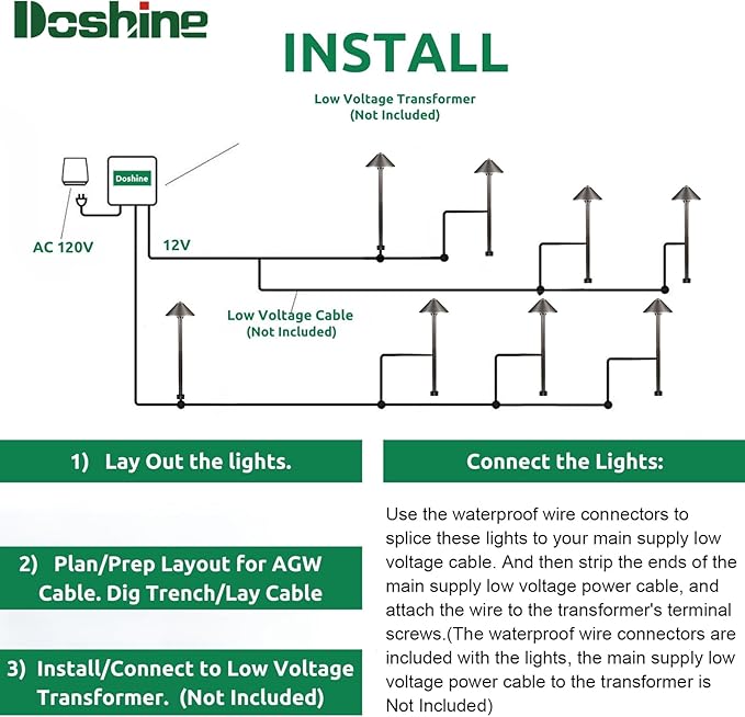 DOSHINE® Solid Brass Low Voltage Landscape Lighting Pathway Lights (7 Shade 22 Tall) with Replaceable 3W G4 LED Bulb 3000K AC/DC 12V and Ground Stake for Outdoor Walkway Driveway (UMB4-Pack)