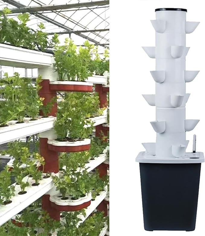 Hydroponics Tower Garden Hydroponic Growing System Aeroponics Growing Kit for Herbs Fruits and Vegetables Adapter Net Pots Timer for Herbs Fruits and Vegetables (Color : 30holes)