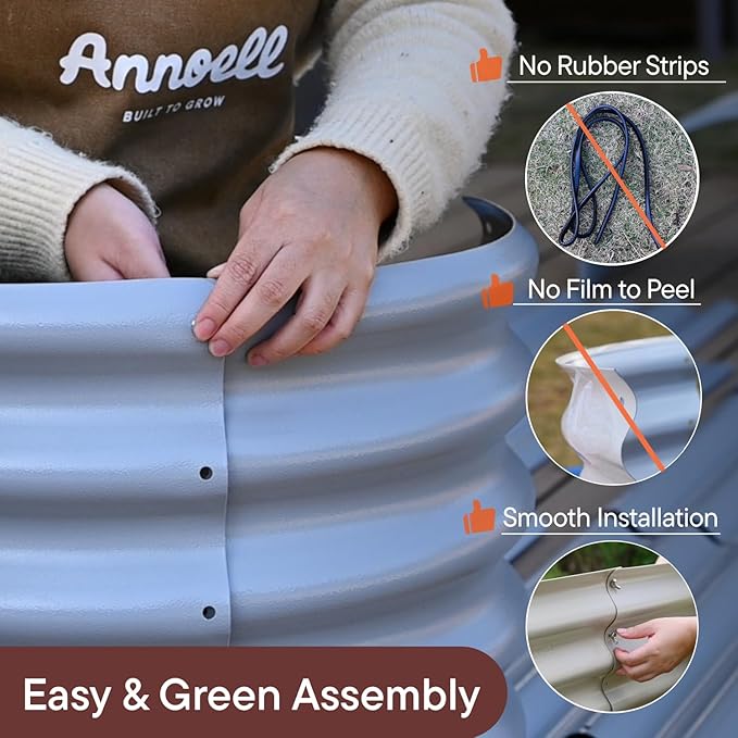 4-Pack Galvanized Raised Garden Bed 8x4x1 | 10x2x1 ft 12 Tall Metal Planter Box for Outdoor Plants Modular Raised Flower Bed Rust Resistant Coating Long Planter for Vegetable-Brooklyn Grey