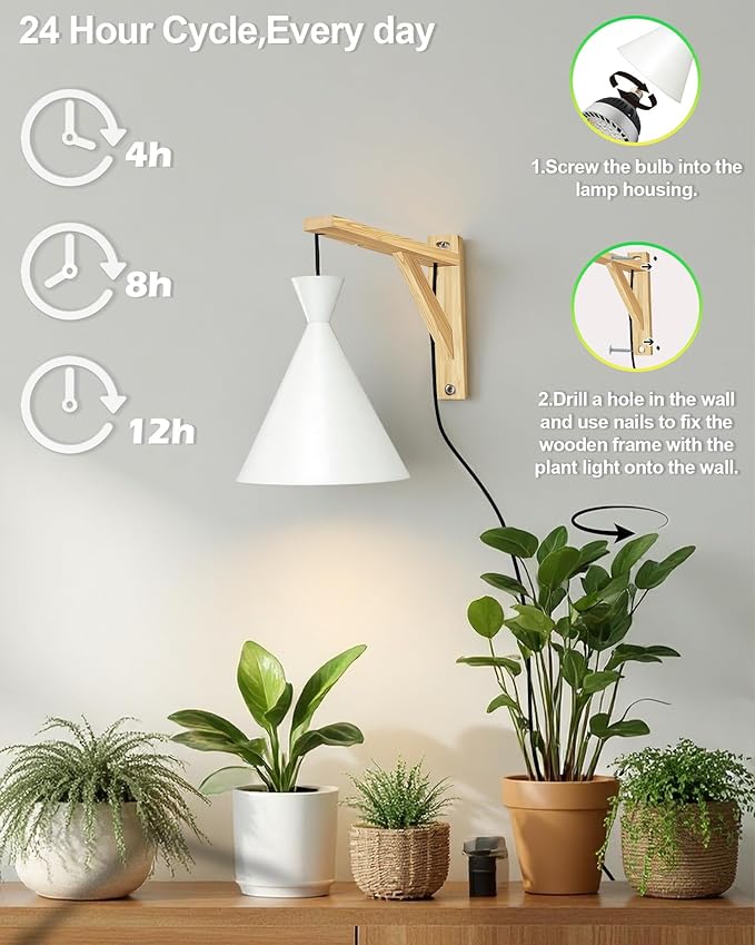 Arikashi Hanging Grow Light LED Growing Light Full Spectrum for Indoor Plants4/8/12H Timer Height Adjustable Grow Lamp for Large Plants